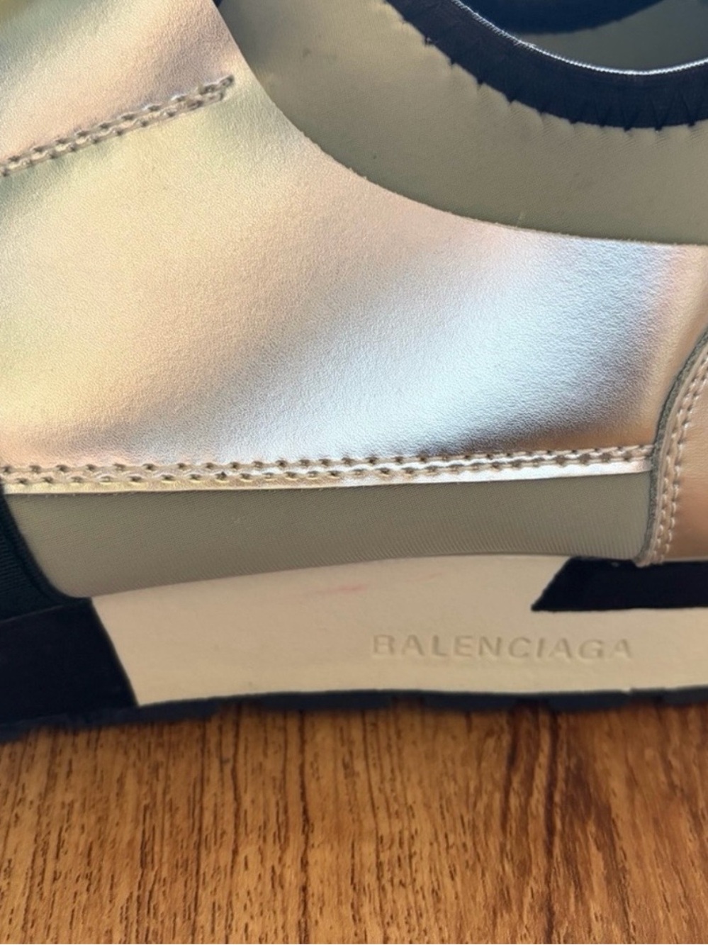 Balenciaga Race Runner Sneackers Metallic Silver Mesh M9/W11 - Picture 9 of 13